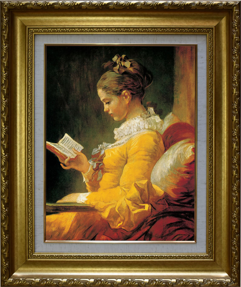 フラゴナール 「読書する少女」複製画 額付き 絵画 油絵の+spbgp44.ru